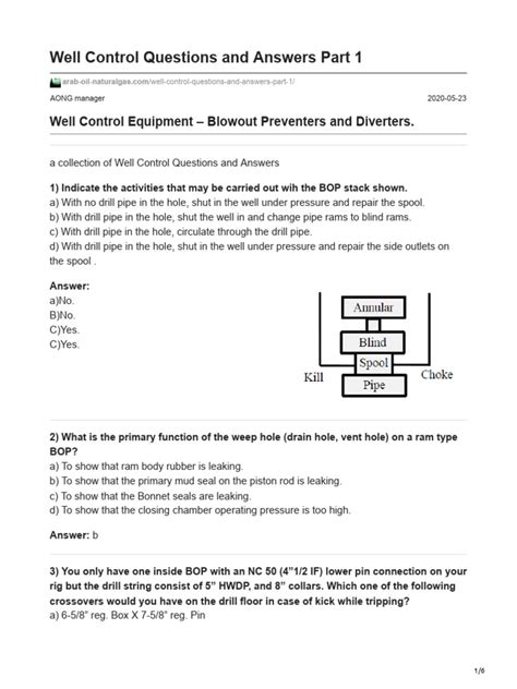 well control questions and answers